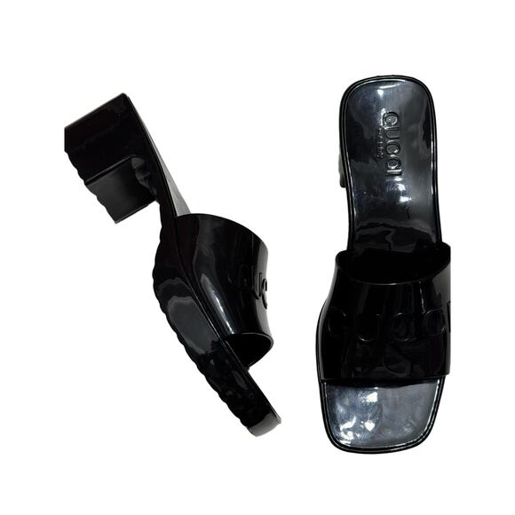 Gucci Rubber Logo Platform Slide Sandal in Black Size 37 Slip-On Open Toe - Picture 13 of 16